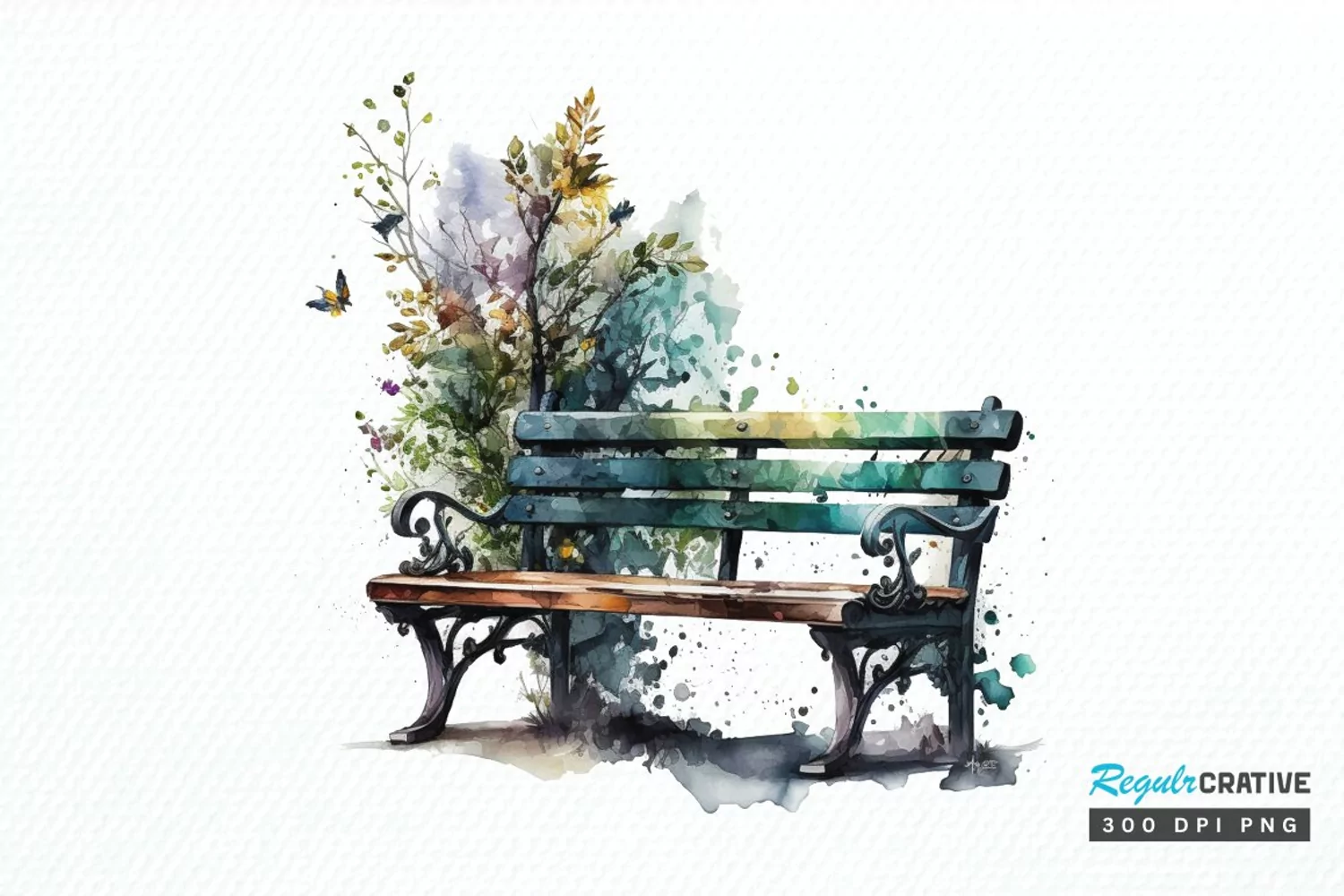 Watercolor Bench PNG Clipart product image 1