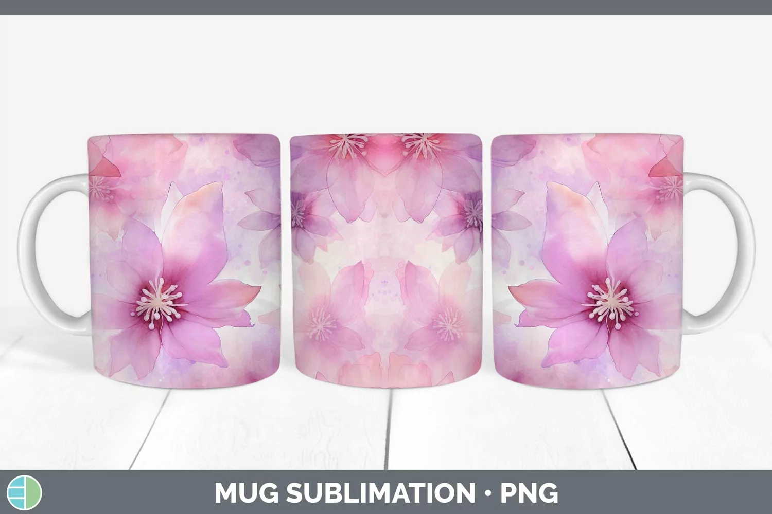 GorgeousWatercolor Mug Wrap design.