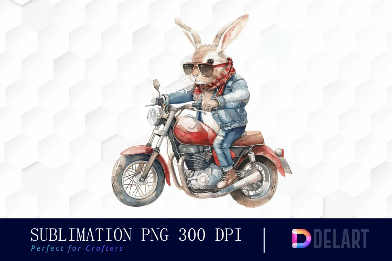 Biker Bunny Sublimation PNG Clipart product image 1