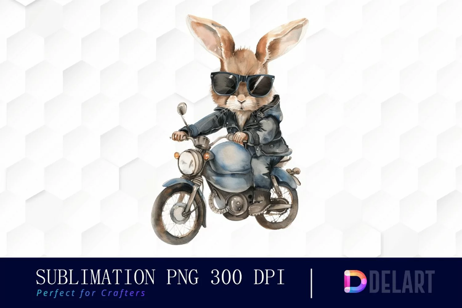 Biker Bunny Illustration Clipart product image 1
