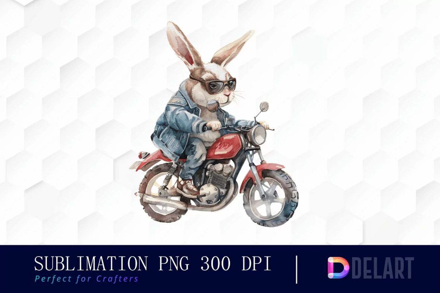 Biker Bunny Illustration Clipart product image 1