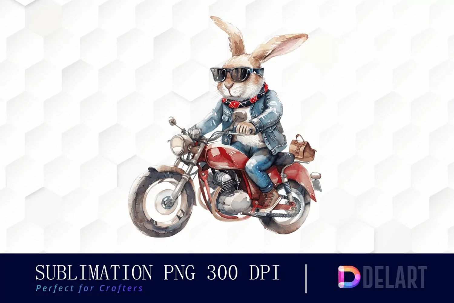 Biker Bunny Illustration Clipart product image 1