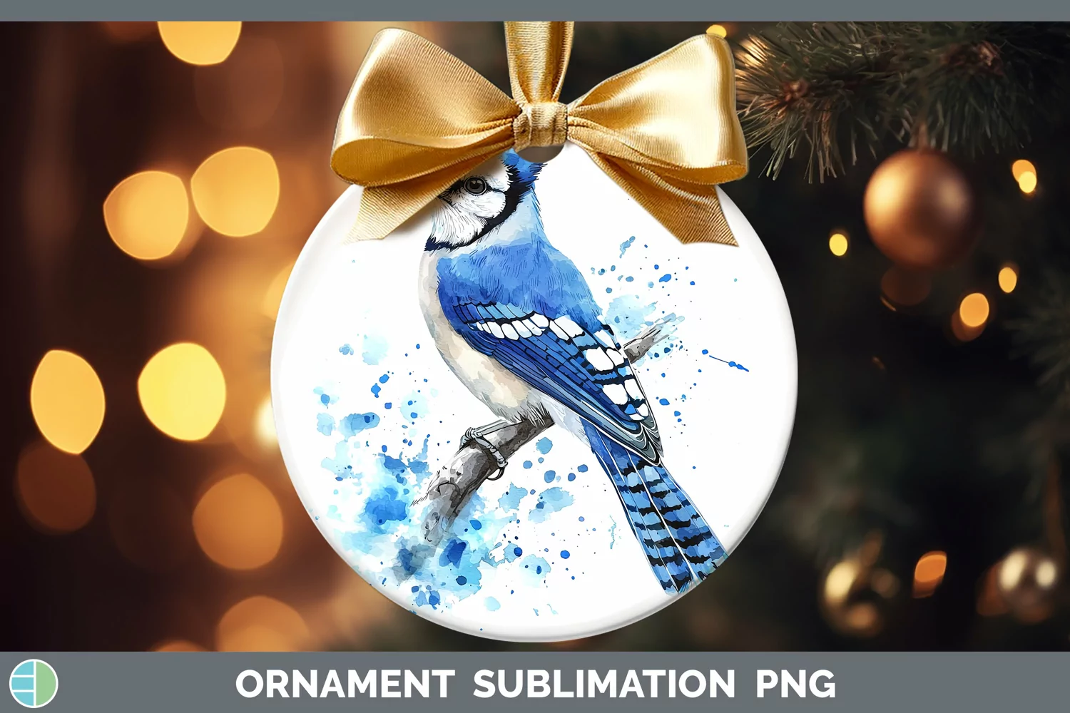 GorgeousWatercolor Bird Ornament design.