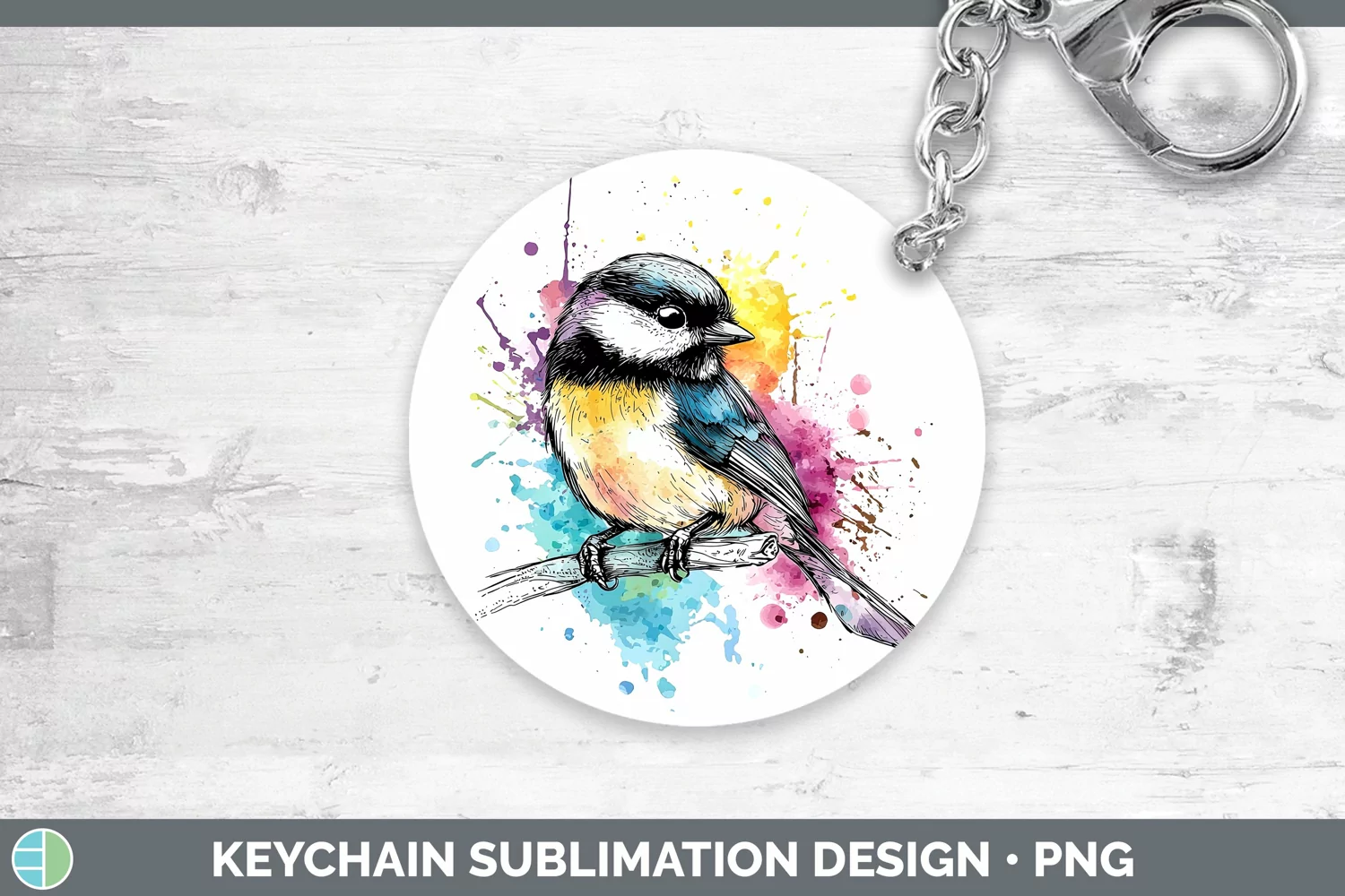 GorgeousWatercolor Bird Keychain design.