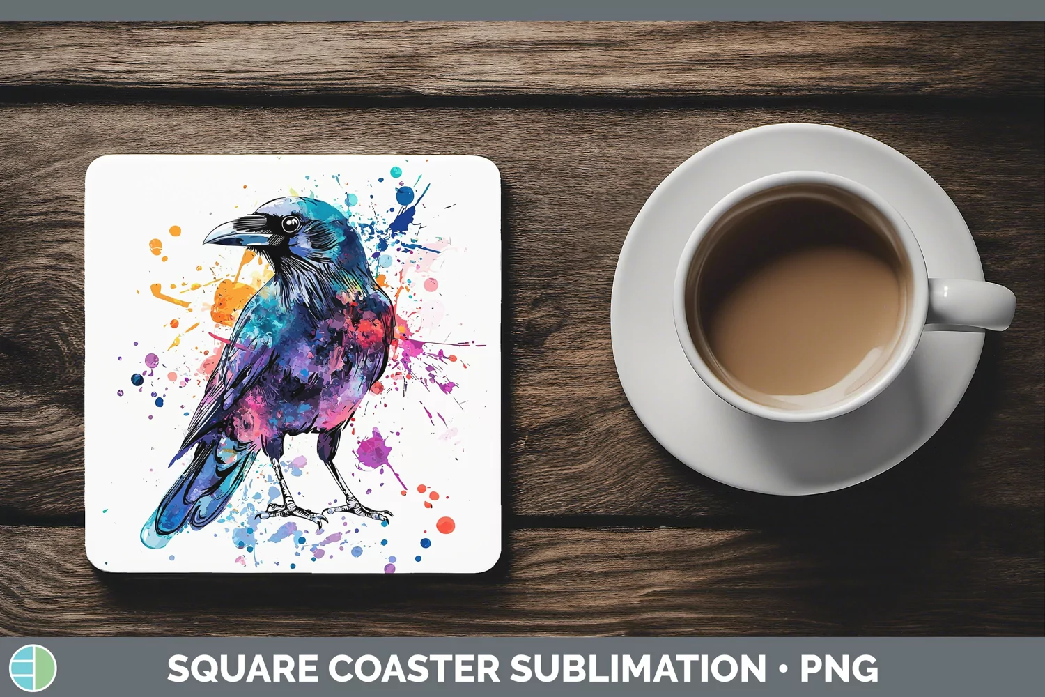GorgeousWatercolor Bird Square Coaster design.