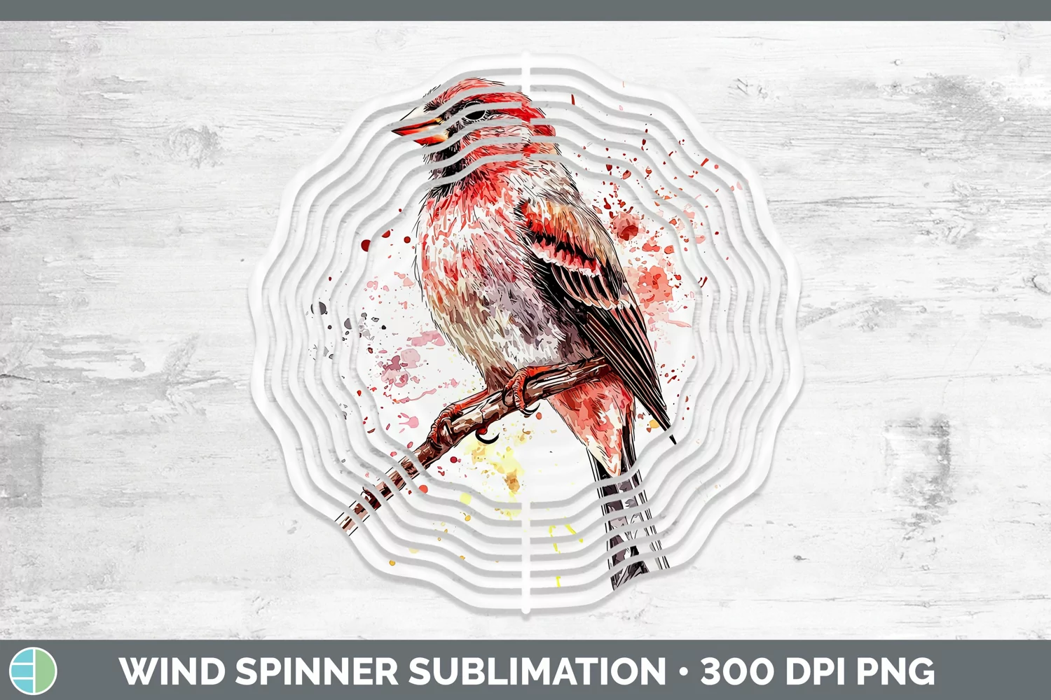 GorgeousWatercolor Bird Wind Spinner design.