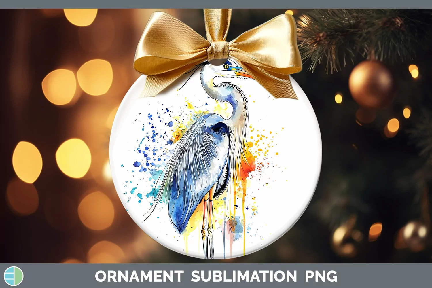 GorgeousWatercolor Bird Ornament design.