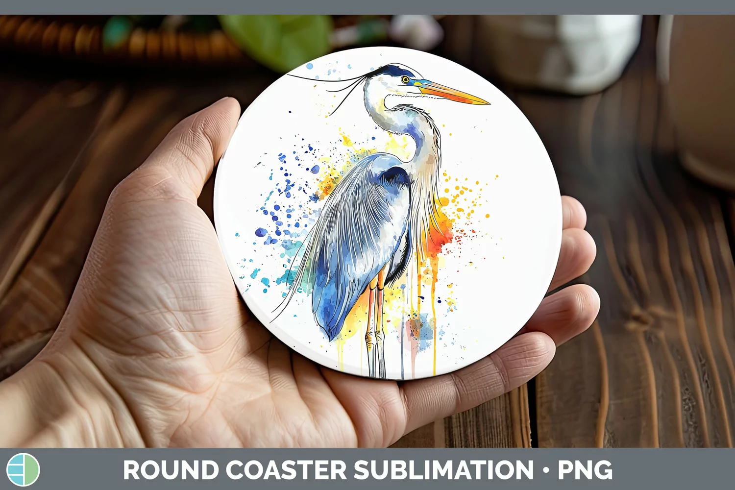 GorgeousWatercolor Bird Round Coaster design.