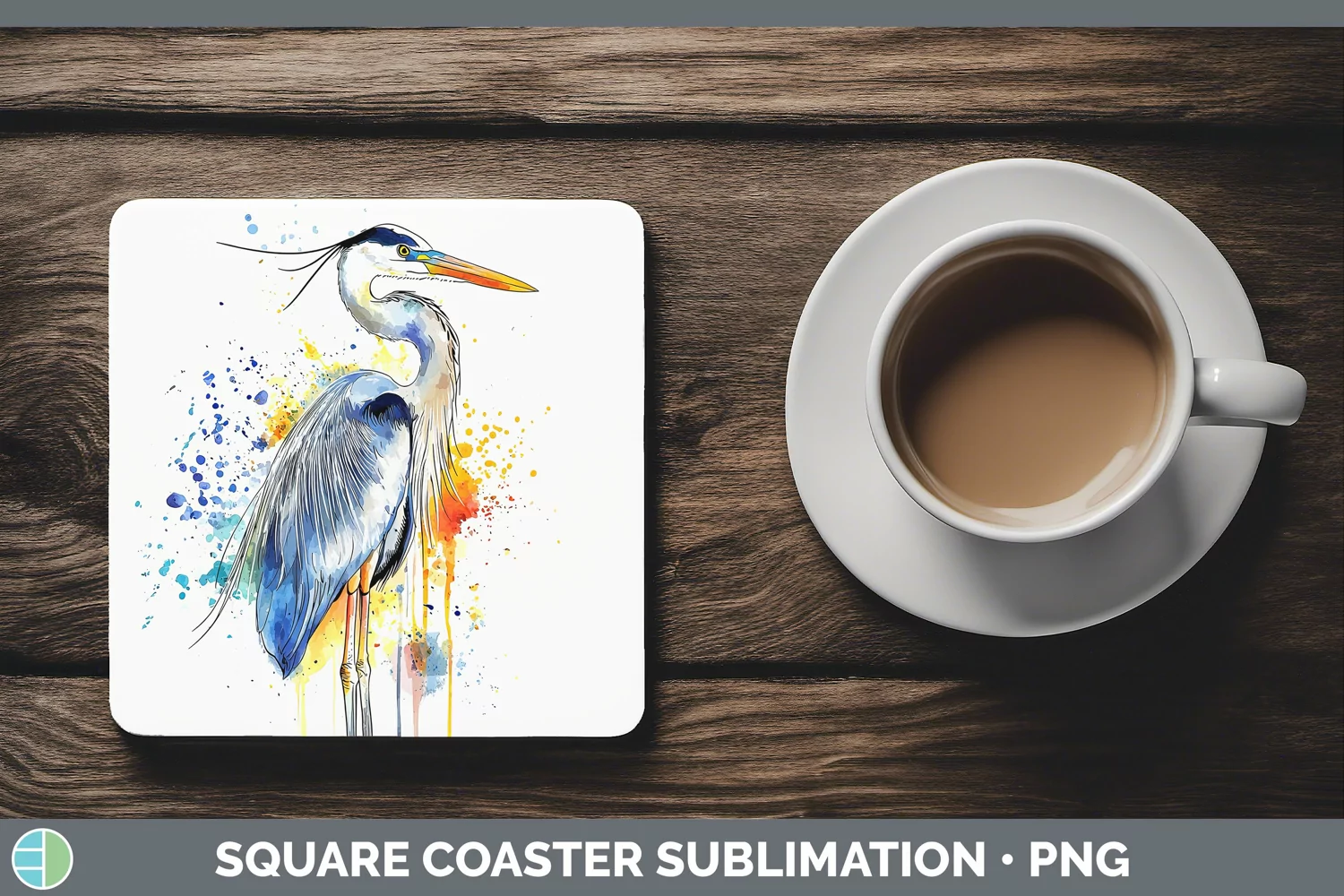 GorgeousWatercolor Bird Square Coaster design.