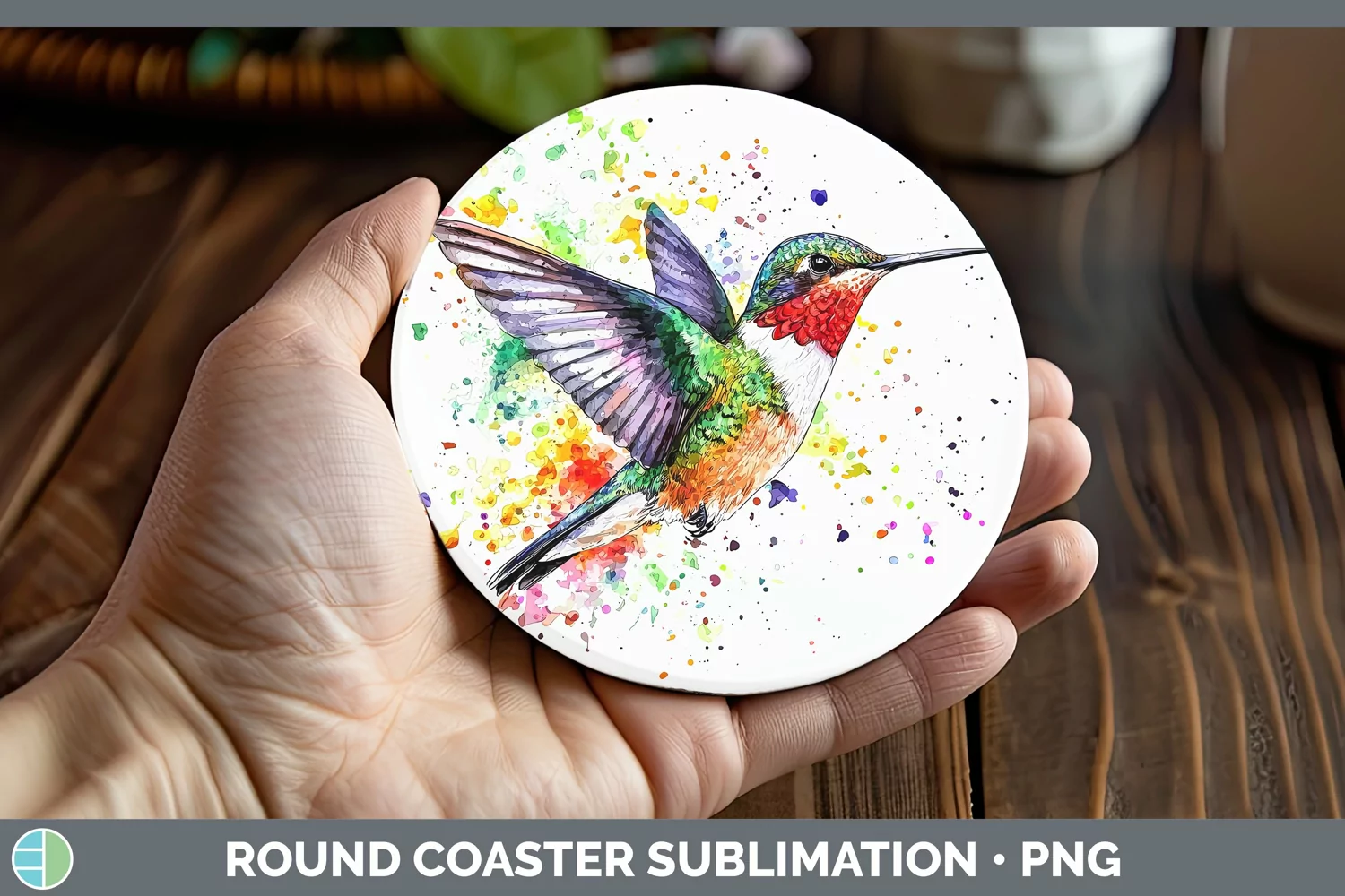 GorgeousWatercolor Bird Round Coaster design.