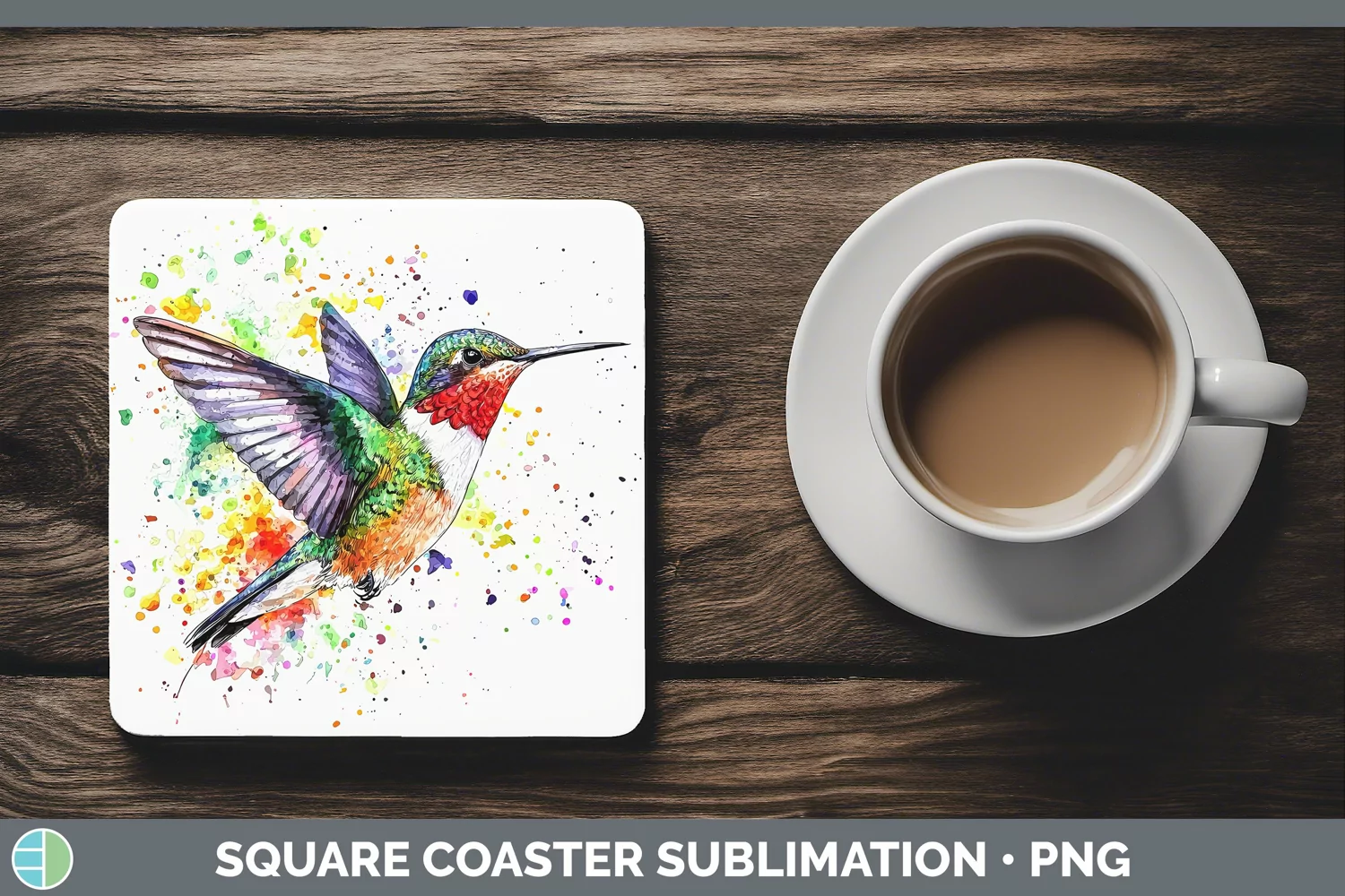 GorgeousWatercolor Bird Square Coaster design.