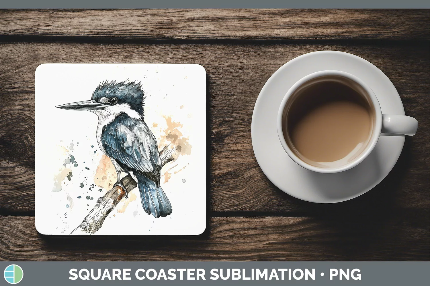 GorgeousWatercolor Bird Square Coaster design.