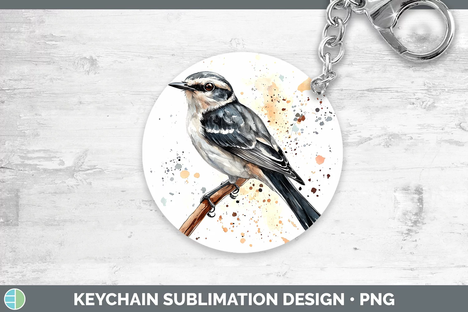 GorgeousWatercolor Bird Keychain design.
