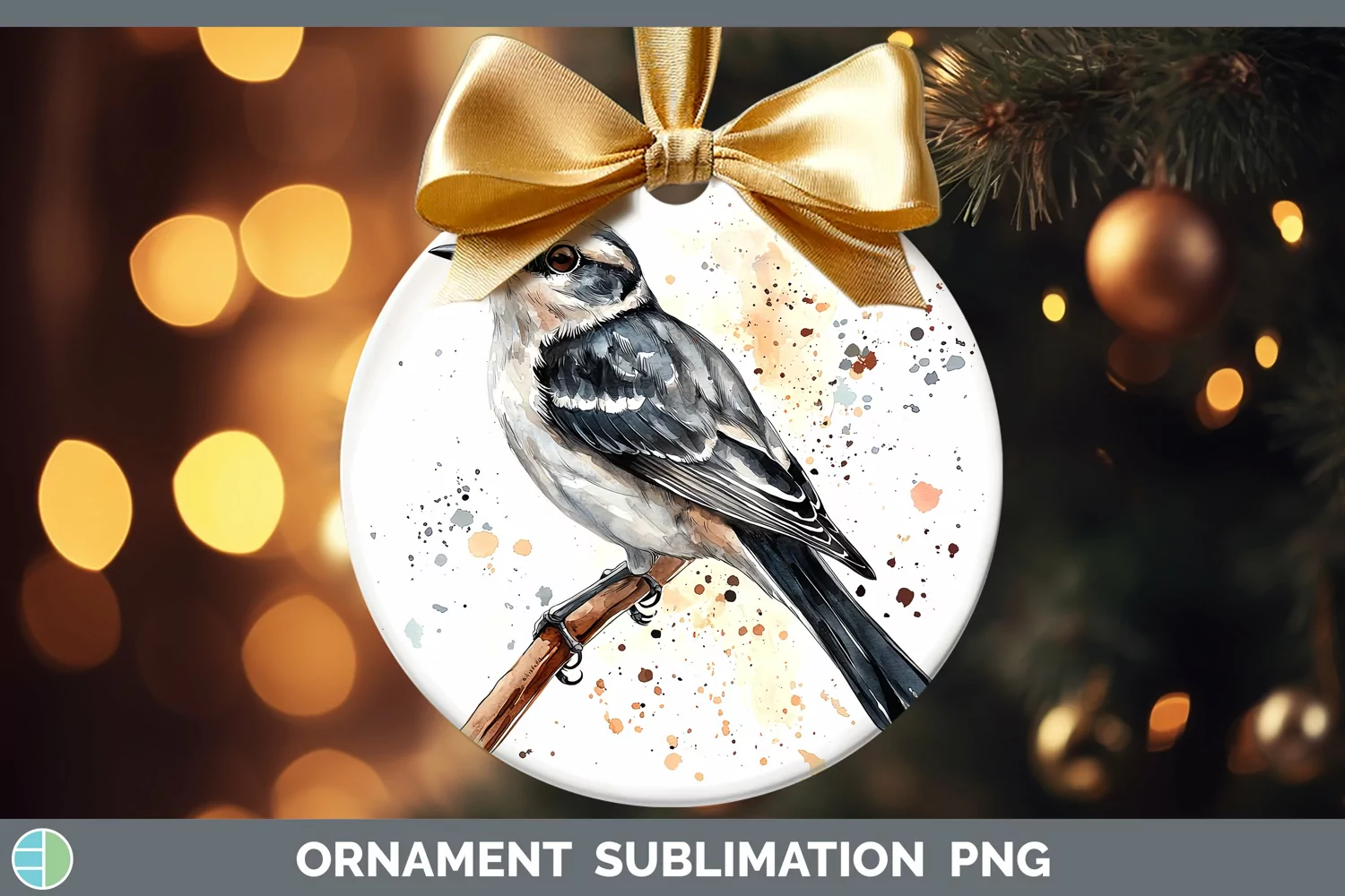 GorgeousWatercolor Bird Ornament design.