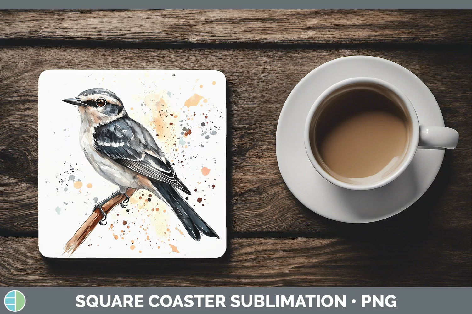 GorgeousWatercolor Bird Square Coaster design.