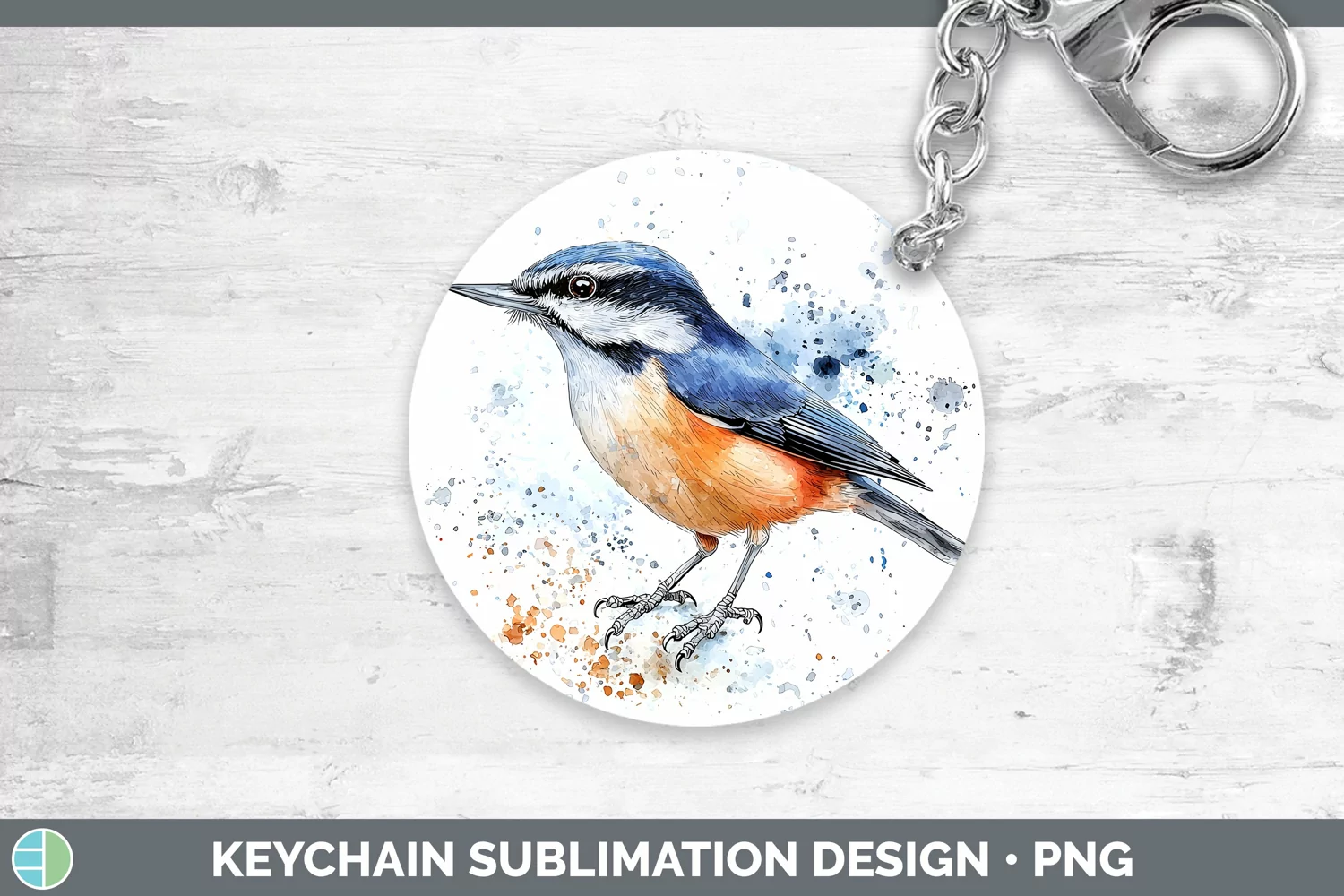 GorgeousWatercolor Bird Keychain design.