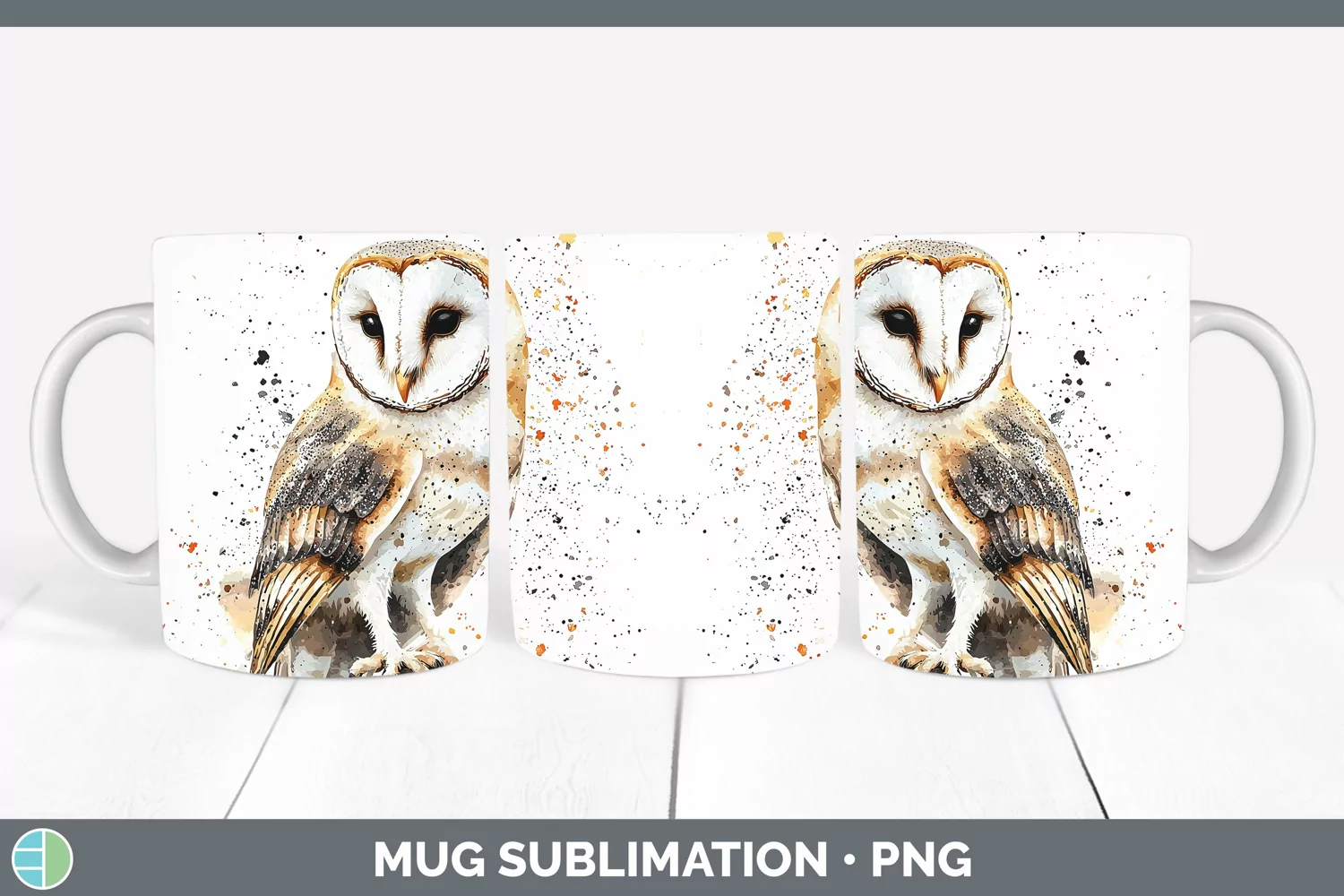 GorgeousWatercolor Bird Mug Wrap design.