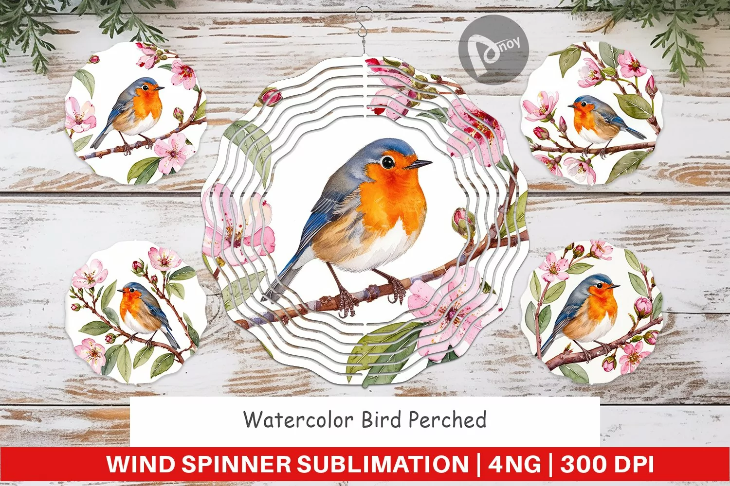 Wind Spinner Watercolor Bird Perched product image 1