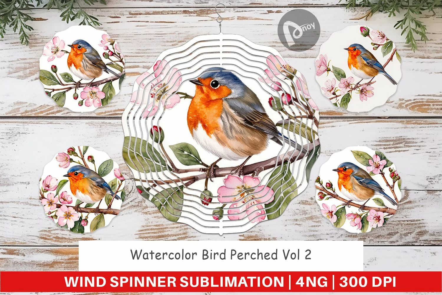 Wind Spinner Watercolor Bird Perched product image 1