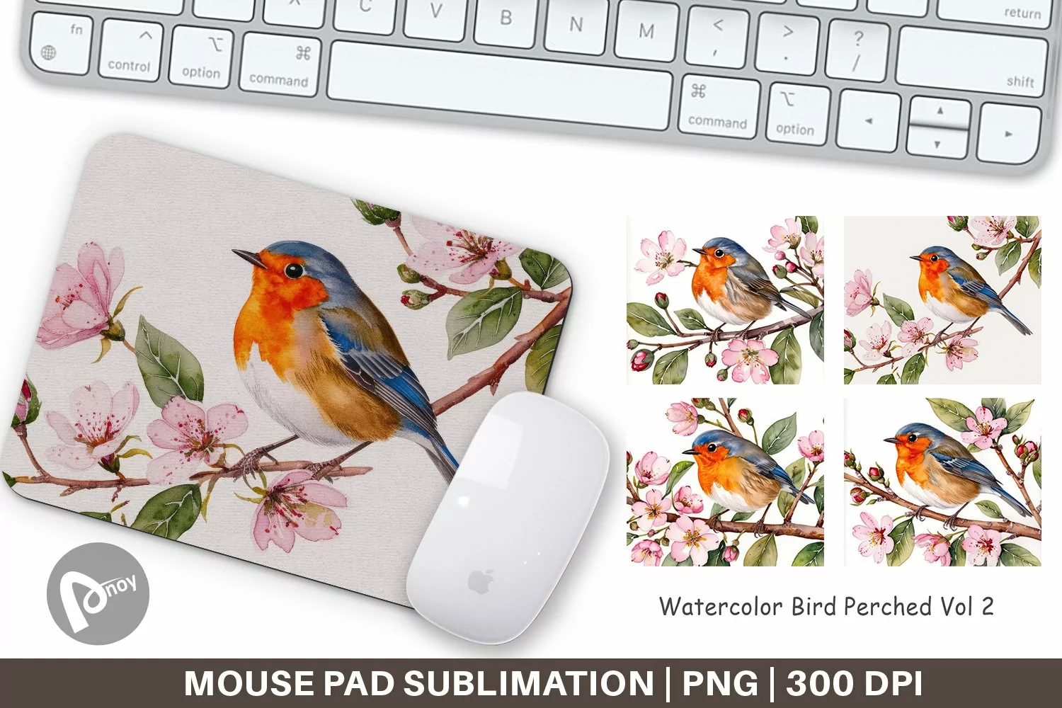 Mouse Pad Watercolor Bird Perched product image 1