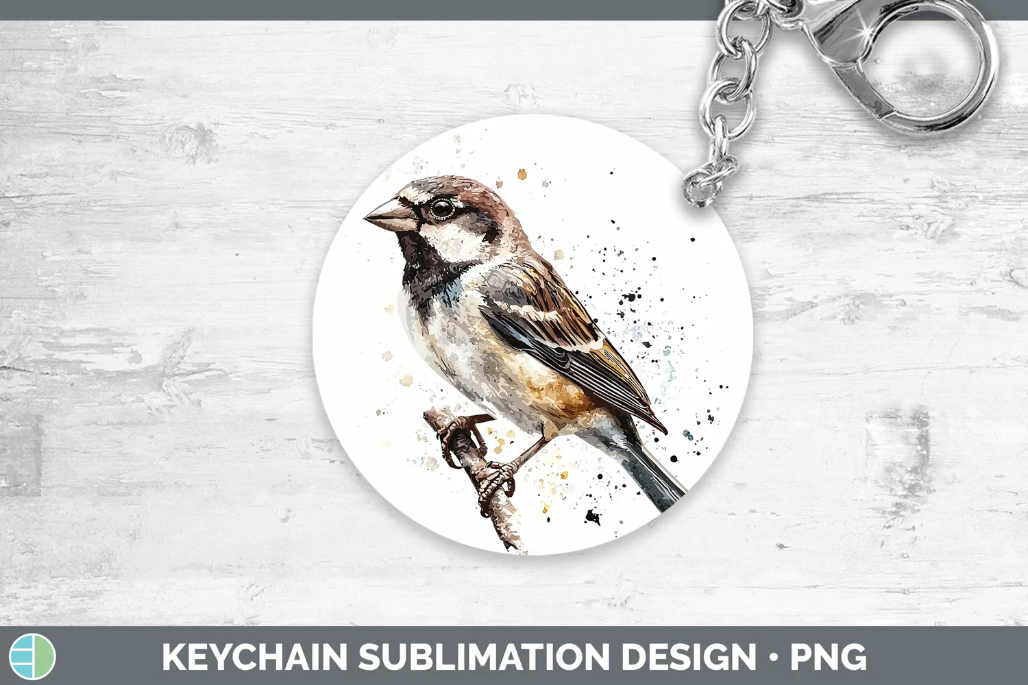 GorgeousWatercolor Bird Keychain design.