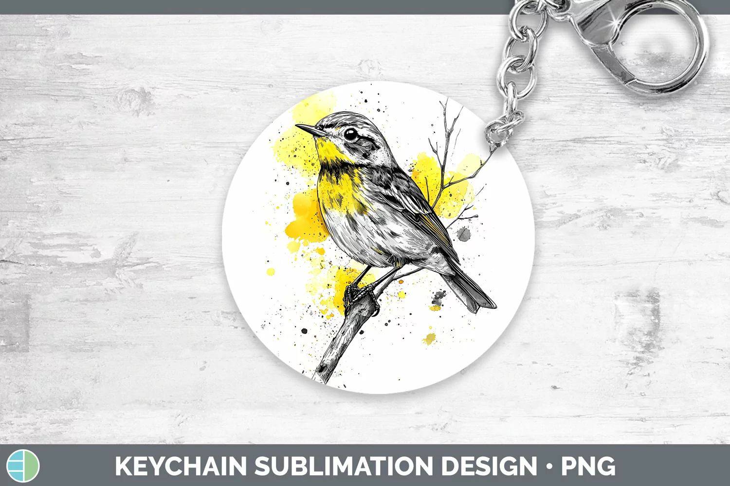GorgeousWatercolor Bird Keychain design.