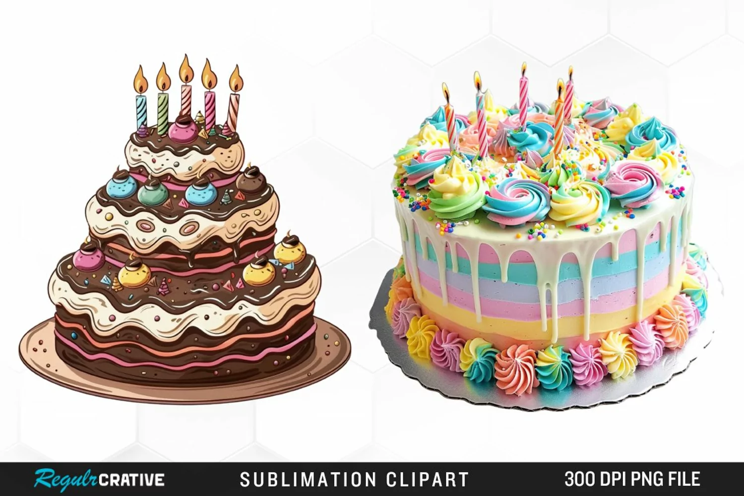 Watercolor Birthday Cake Illustration Clipart product image 1