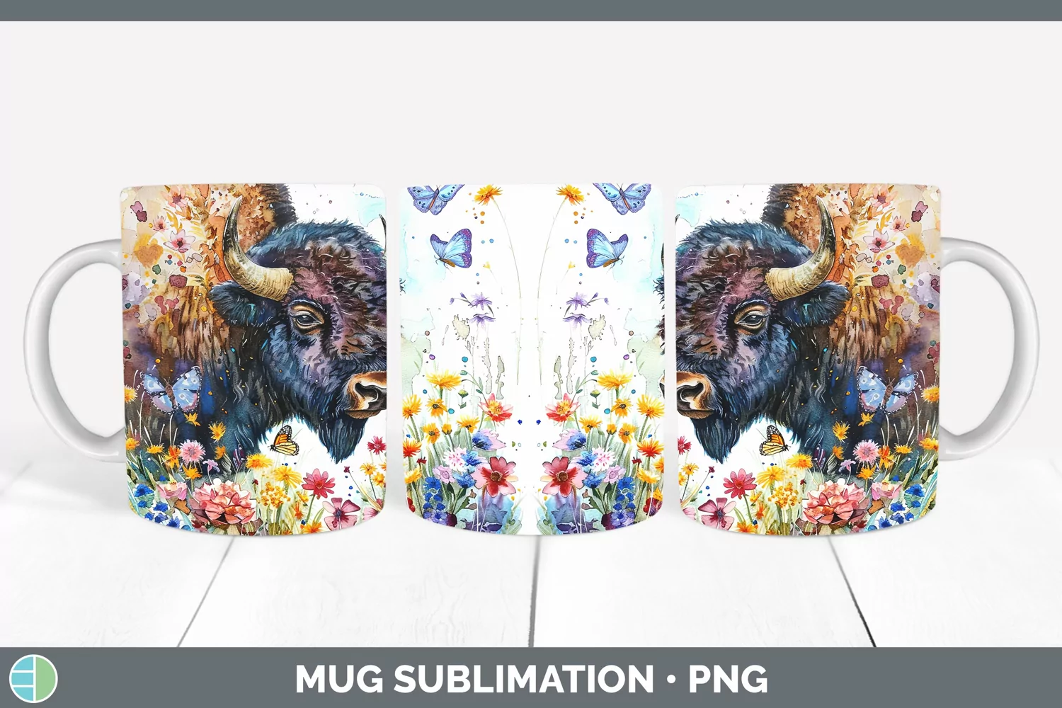 GorgeousWatercolor Mug Wrap design.