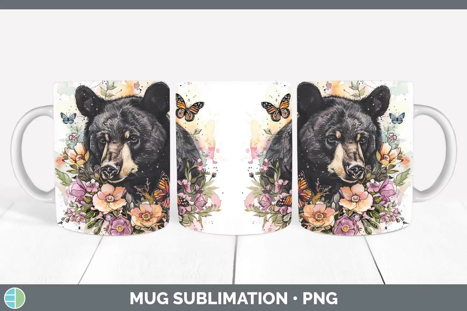GorgeousWatercolor Mug Wrap design.