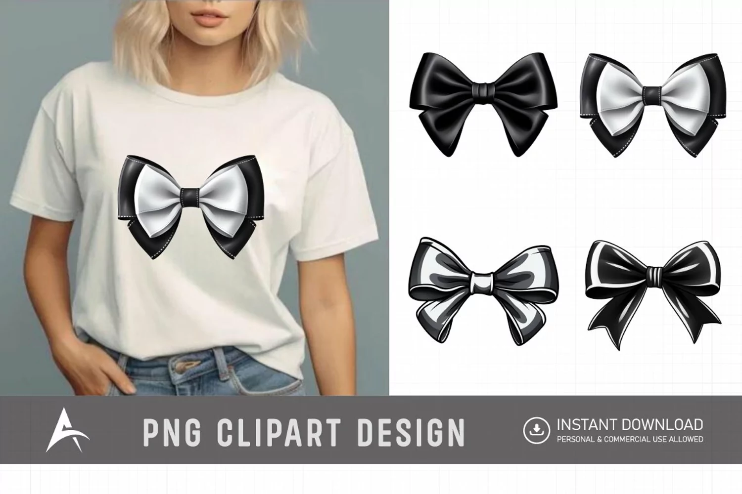 Watercolor Black Bow Clipart product image 1