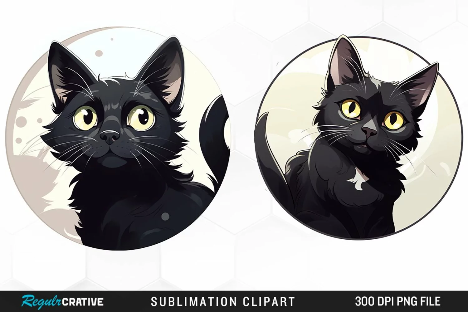 Watercolor Black Cat Illustration Clipart product image 1