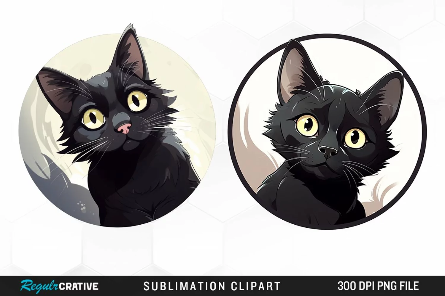 Watercolor Black Cat Illustration Clipart product image 1