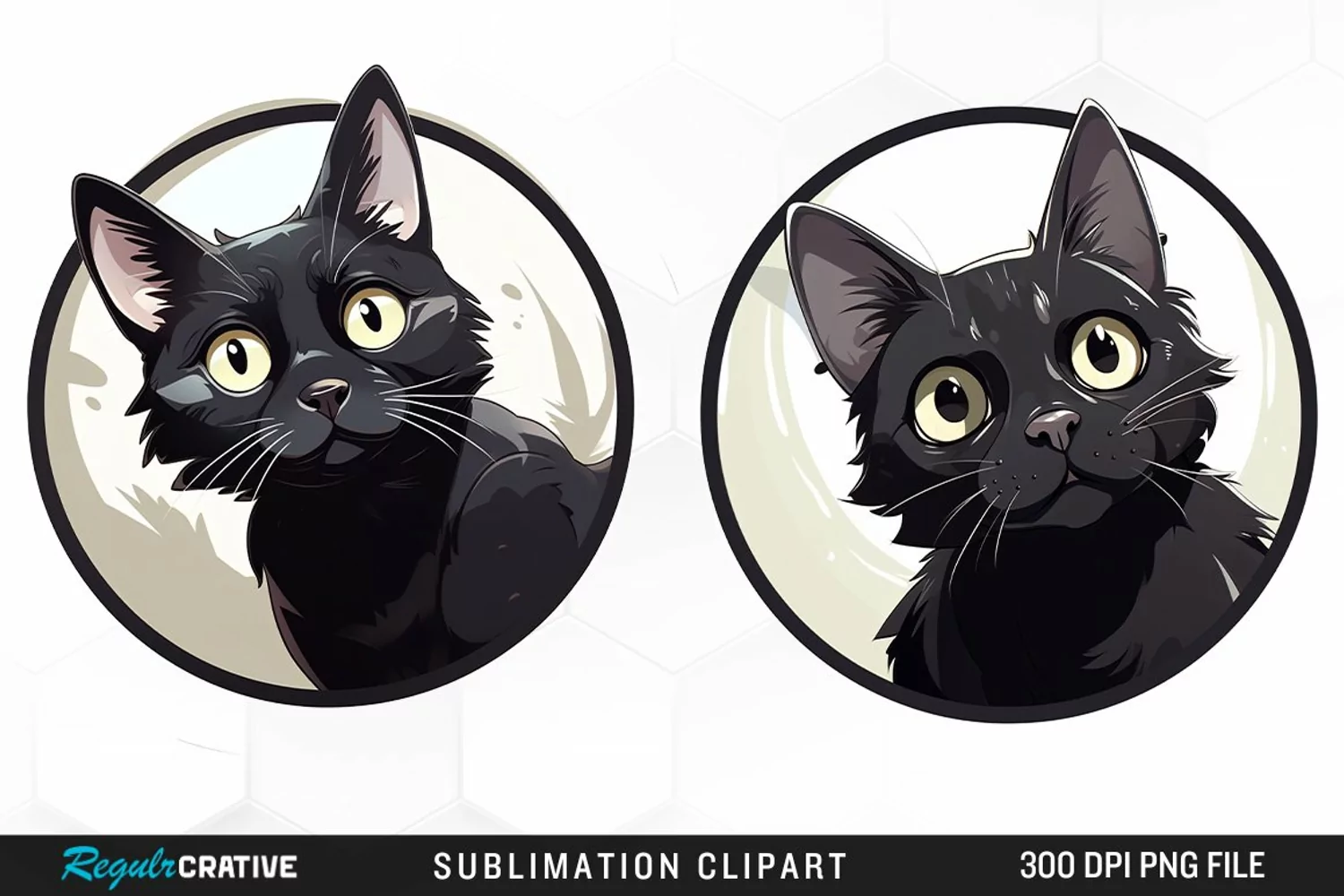 Watercolor Black Cat Illustration Clipart product image 1