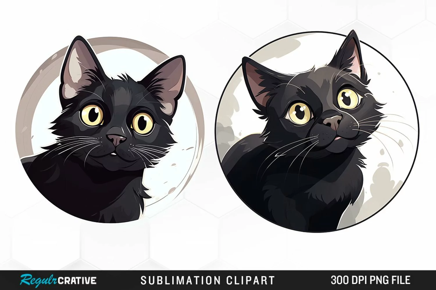 Watercolor Black Cat Illustration Clipart product image 1