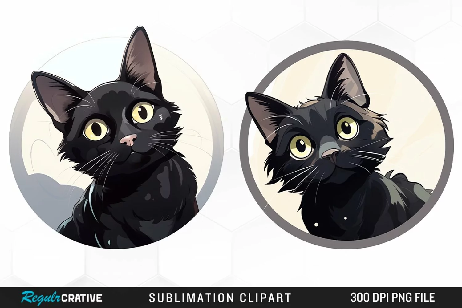 Watercolor Black Cat Illustration Clipart product image 1