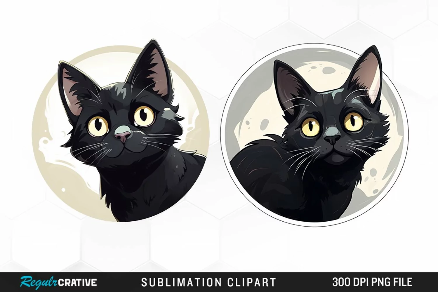 Watercolor Black Cat Illustration Clipart product image 1