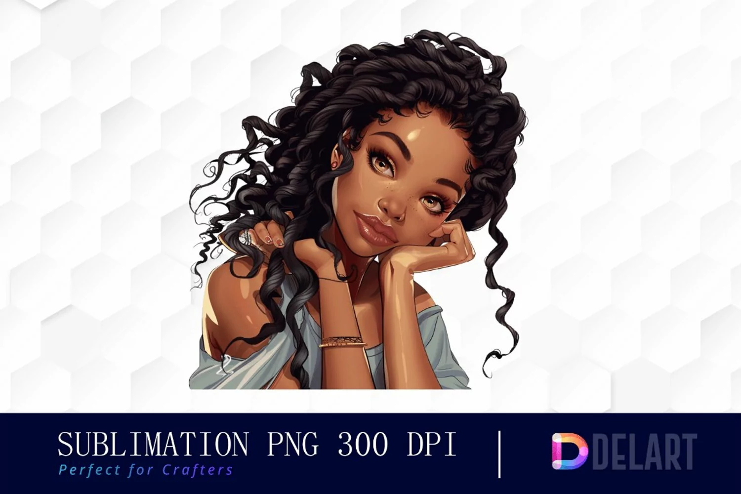 Black Girl Watercolor Clipart product image 1