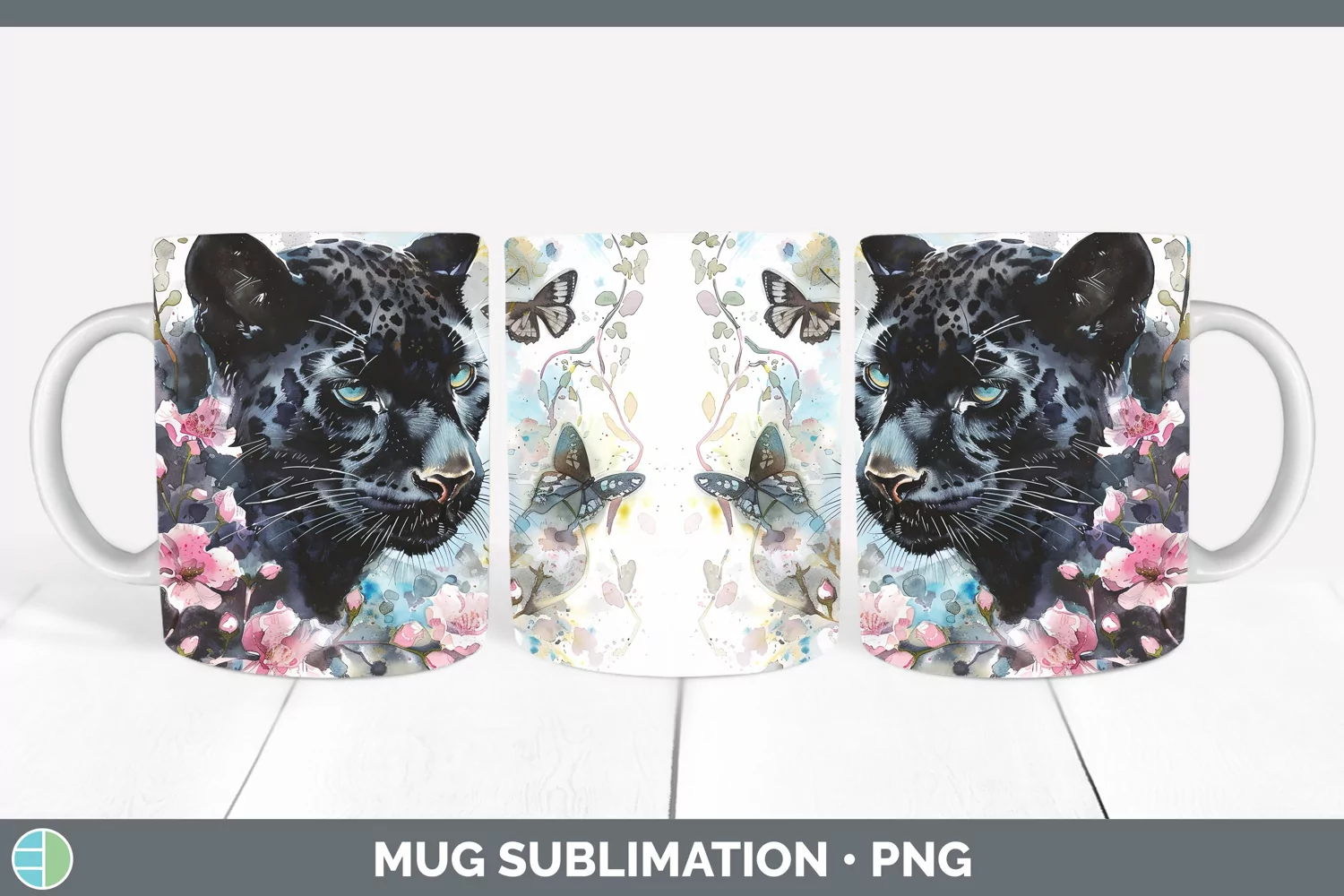 GorgeousWatercolor Mug Wrap design.