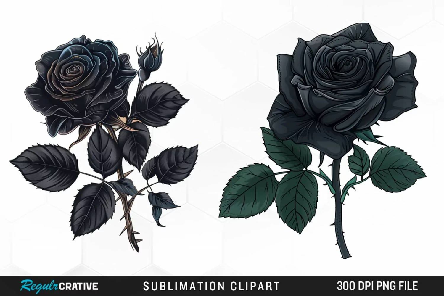 Watercolor Black Rose PNG Clipart product image 1