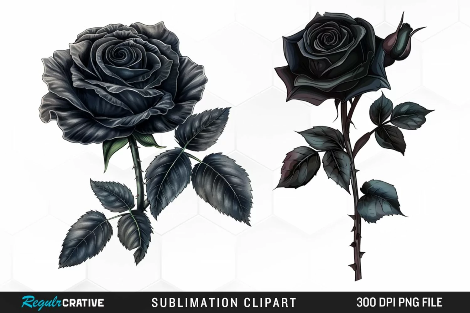Watercolor Black Rose PNG Clipart product image 1
