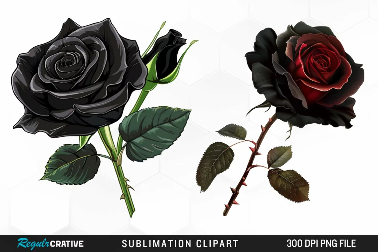Watercolor Black Rose Artwork Clipart product image 1