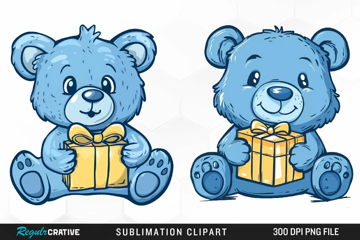 Watercolor Blue Bear Holds A Art Clipart product image 1