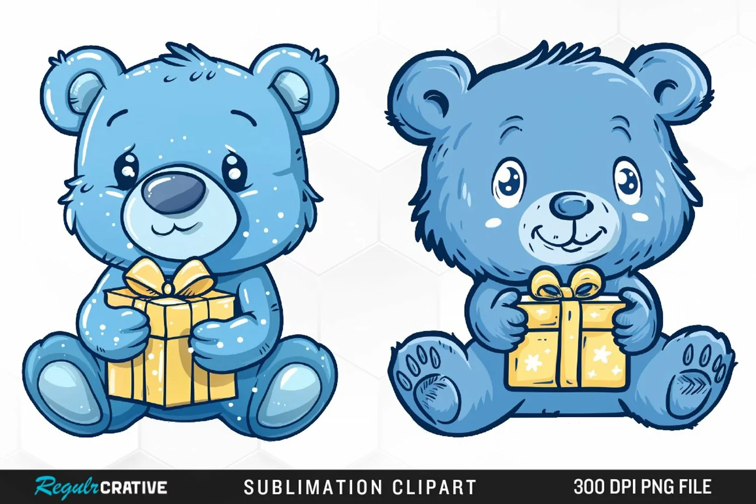 Watercolor Blue Bear Holds A Art Clipart product image 1