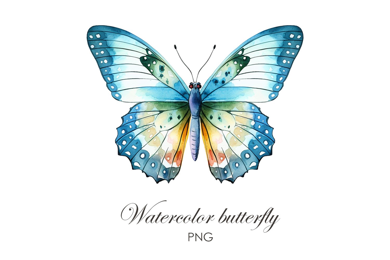 Watercolor blue butterfly