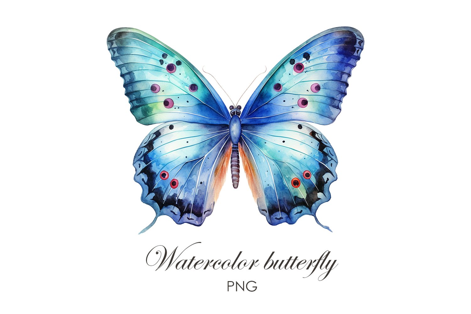 Watercolor blue butterfly PNG