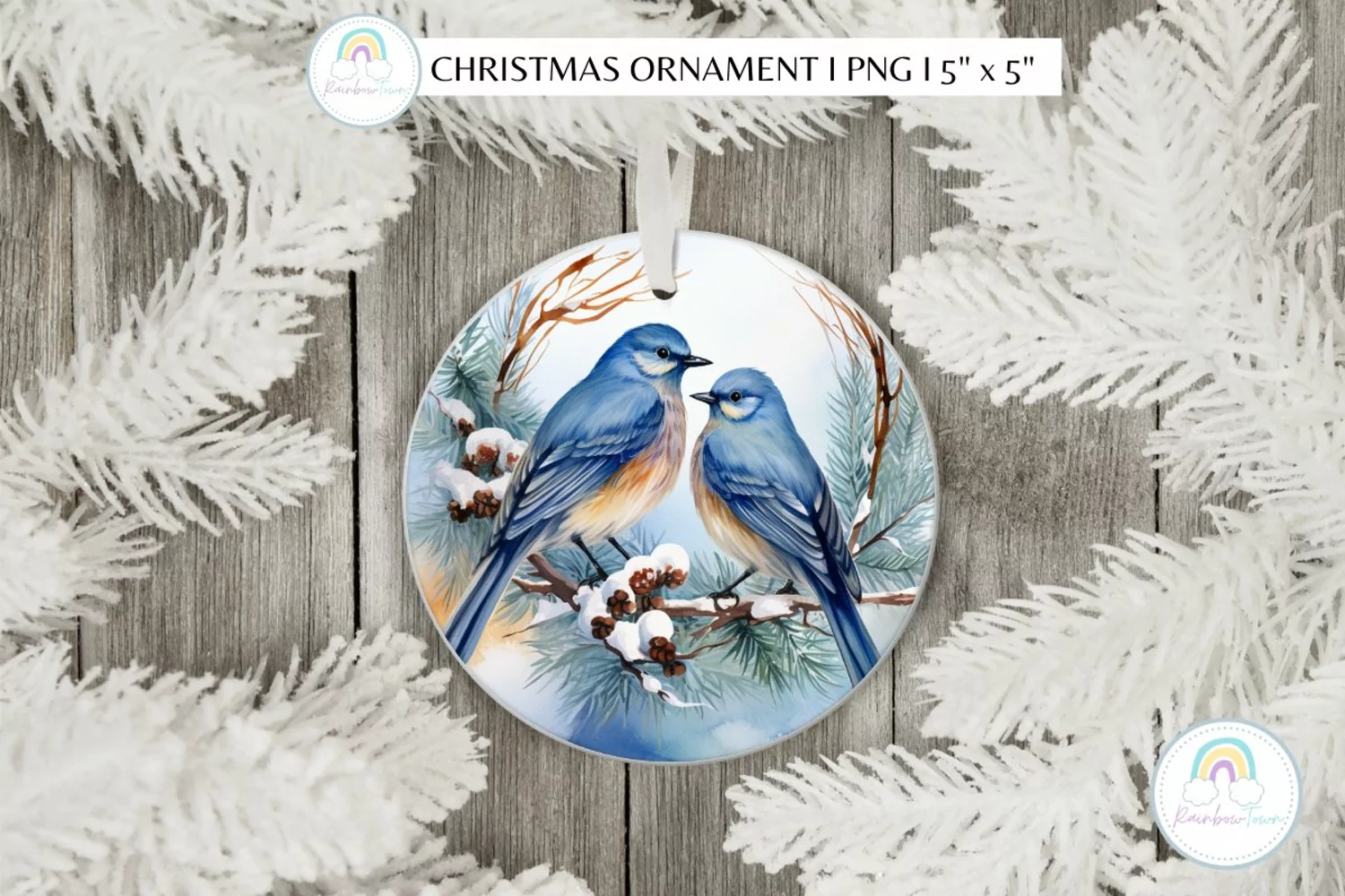 Blue Birds Christmas Ornament Sublimation product image 1