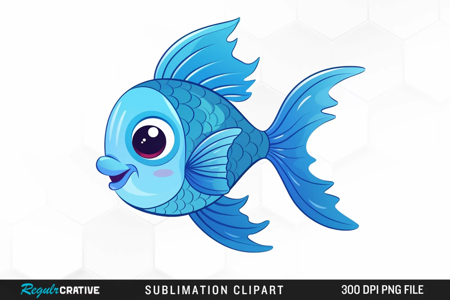 Watercolor Blue Fish Illustration PNG Clipart product image 1