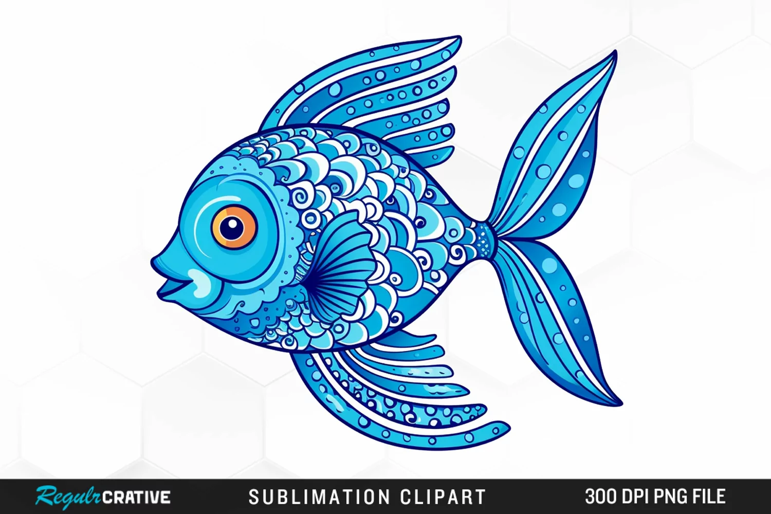 Watercolor Blue Fish Art Clipart product image 1