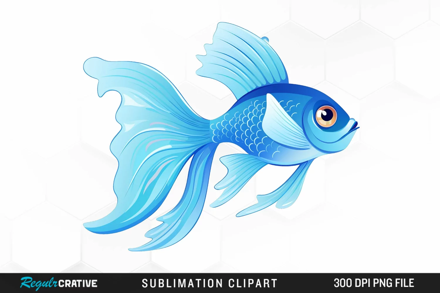 Watercolor Blue Fish Illustration PNG Clipart product image 1
