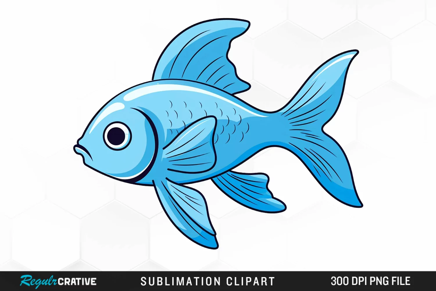 Watercolor Blue Fish Illustration PNG Clipart product image 1